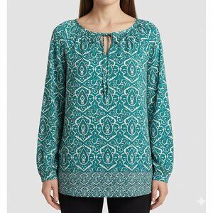 NWT - Jones New York Signature Print Long Sleeve Blouse Size M